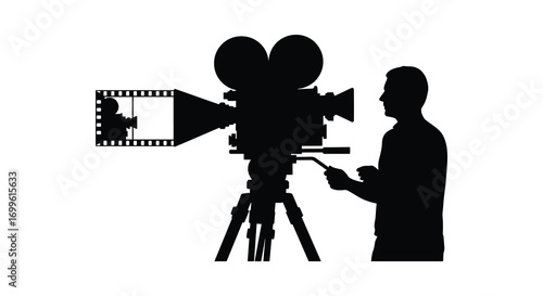 a filmmaker operates camera capturing scenes for movie production