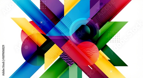 Abstract geometric background with colorful overlapping shapes and