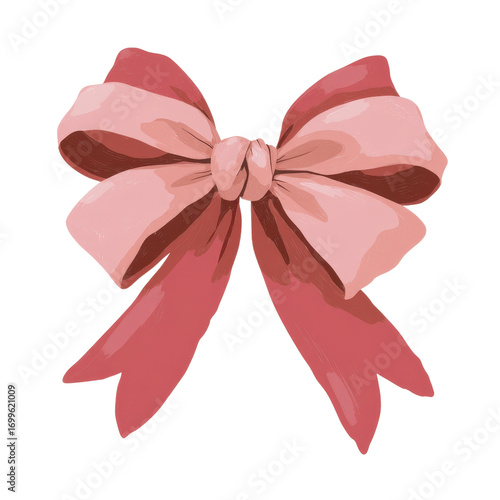 Elegant Pink and Red Bow Illustration - Perfect for Gift Wrapping, Festive Designs, and Craft