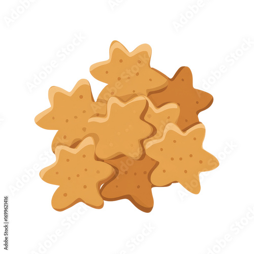 Delicious Star-Shaped Cookies Pile, Sweet Treats, Baked Goods, Golden Brown Pastry