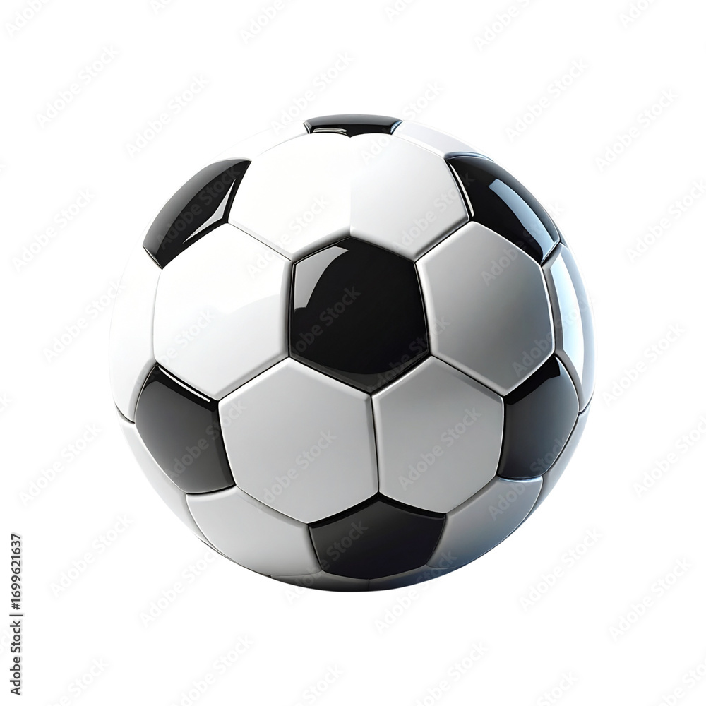 Fototapeta premium 3D Render of Classic Football – Transparent Background PNG