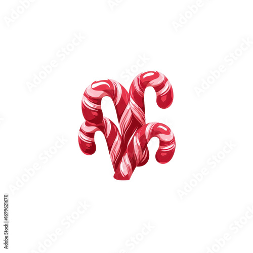 Festive Trio of Candy Canes on Green Transparent background - Christmas Sweet Treats