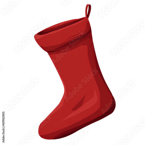 Festive Red Christmas Stocking Hanging Illustration