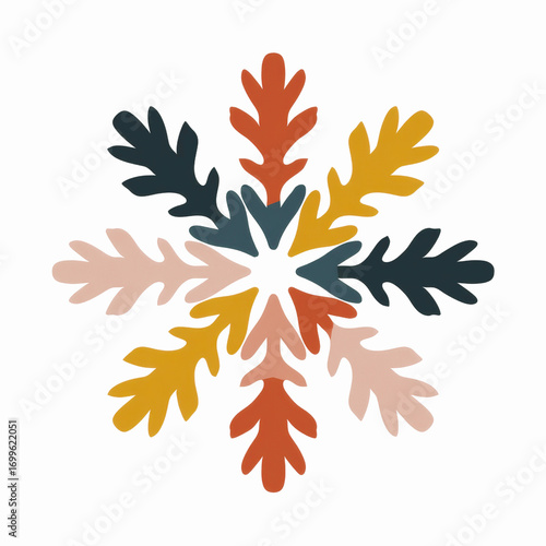 Abstract Colorful Leaf Mandala Design - Autumnal Floral Pattern