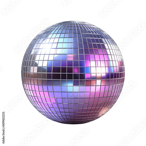 Classic Silver Disco Mirror Ball Isolated on Transparent Background PNG