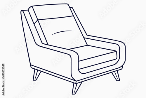 Armchair Outline Modern Furniture Design on White Background seating interior