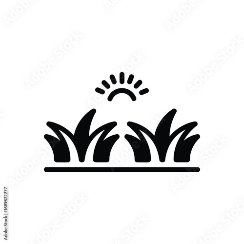 Black solid icon for grassland