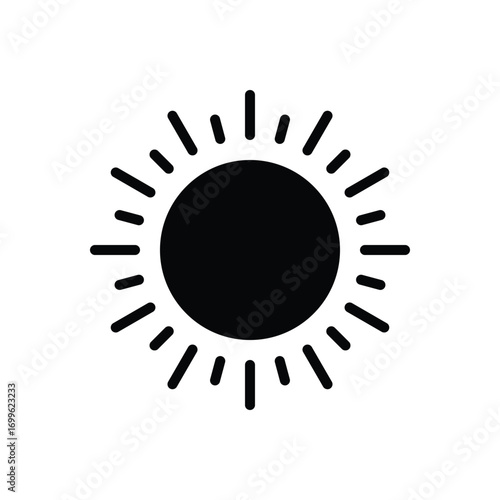 Black solid icon for sun
