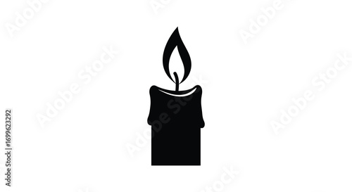 a simple black silhouette of a lit candle flame