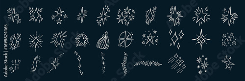 Star Spark Line Icon. Shine Twinkle Outline Glitter. Vector Illustration
