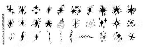 Twinkle Star Icon Shape. Light Shine Magic Spark Element. Vector Illustration