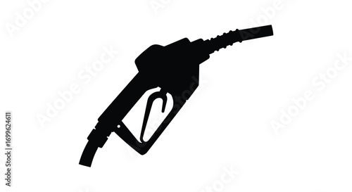 a black silhouette of a gas pump nozzle on white background