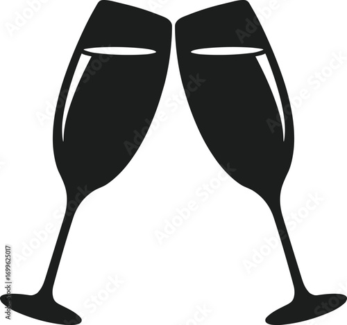 Clinking Champagne Glasses Silhouette Vector for Celebration and Festive Events