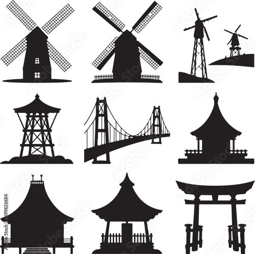 windmill vector illustration