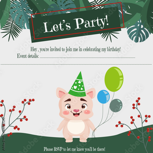 an invitation to a children's party with a character