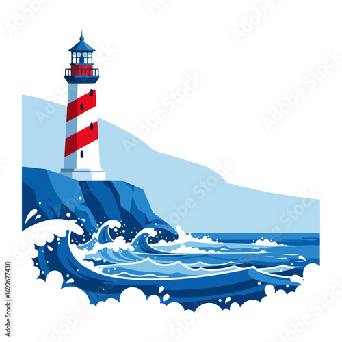 Coastal Lighthouse Vector Illustration Scene