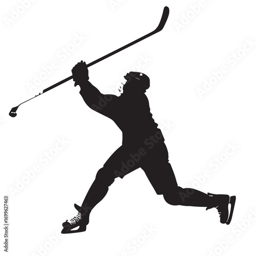 black hockey player silhouette action shot clip art preview