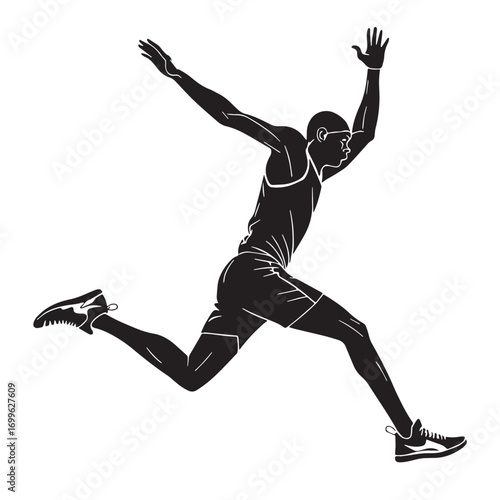 Black high jump Silhouette Vector, High Quality Illustration on White Background