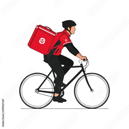 Delivery Man Cycling With Food Box Illustration