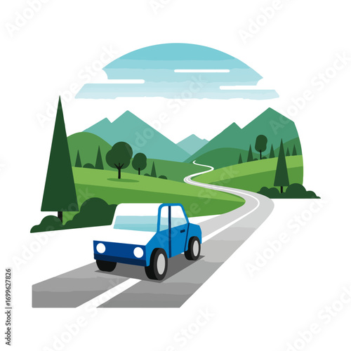 Driving Through a Scenic Mountain Landscape