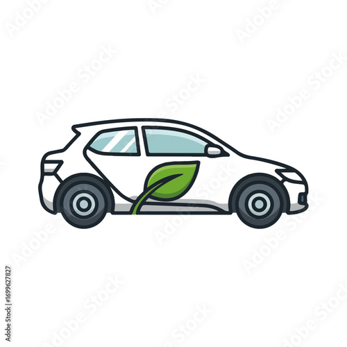Eco Friendly Car With Leaf Illustration