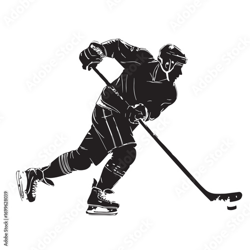 Black ice hockey Silhouette Vector, High Quality Illustration on White Background