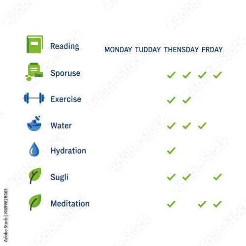 Habit Tracker Checklist of Daily Routine Items