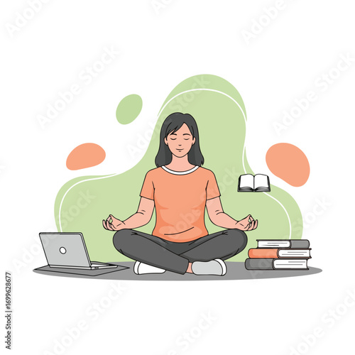 Mindful Meditation and Learning Vector Graphic