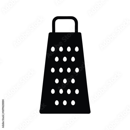 Grater icon in black and white used for food preparation and cooking, grater silhouette vector illustration