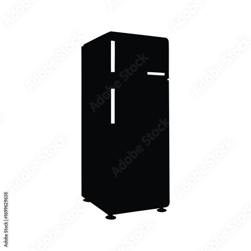 Silhouette of a modern refrigerator with minimalist lines and sleek design, refrigerator silhouette vector illustration