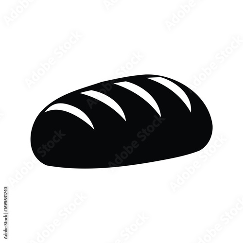 A loaf of fresh bread is a healthy and simple food item, bread loaf silhouette vector illustration