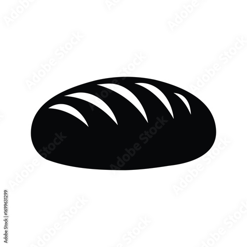 Simple Black and White Loaf of Bread Illustration for Baking Concepts, bread loaf silhouette vector illustration