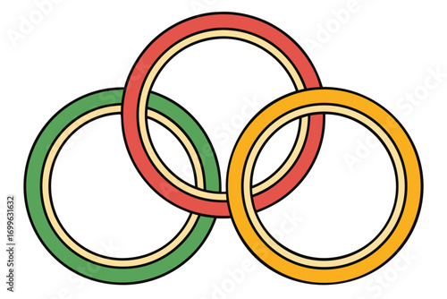 Interlocking Rings Symbol in Red Green and Yellow Colors sport competition