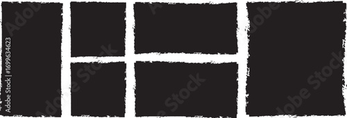 Vector black brush stroke with splatters of paint stroke.
A vertical black brush stroke with rough texture on a white background creating a grunge