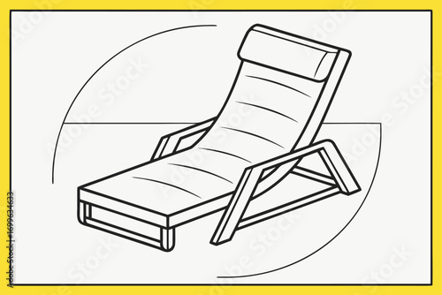 Line Art Illustration of a Modern Lounge Chair with Headrest chaise lounge outdoor furniture