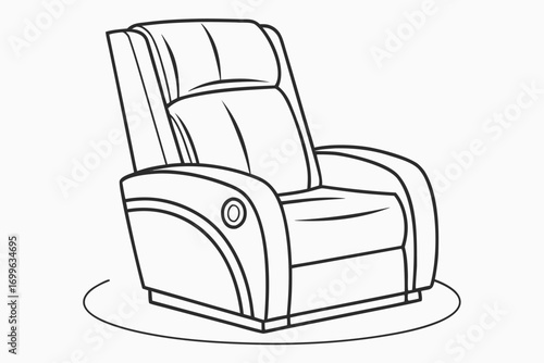 Line Art Illustration of a Modern Recliner Chair with Armrests armchair furniture