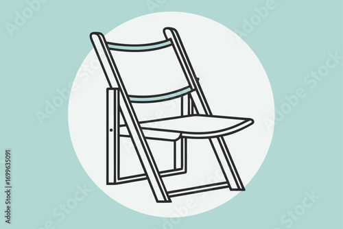 Line Art Illustration of a Simple Folding Chair furniture