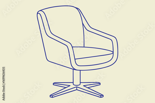 Modern Blue Line Art of an Office Swivel Chair office chair furniture