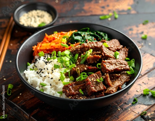 Wallpaper Mural Hearty Korean Beef Bulgogi Bowl with Rice and Kimchi Torontodigital.ca