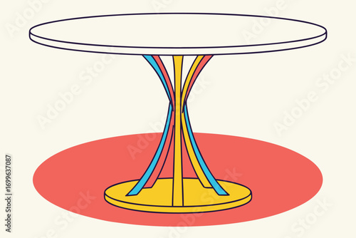 Modern Tulip Table with Twisted Pedestal on Red Circle furniture