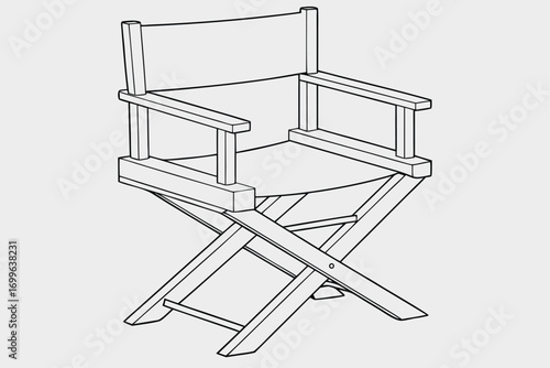 Outline Drawing of a Classic Director's Chair on a Light Gray Background movie chair film chair