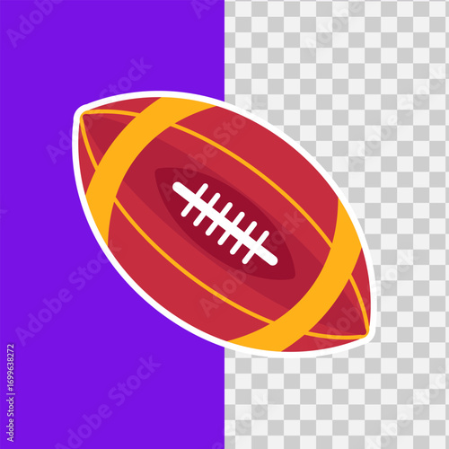 Flat design illustration of an American football sticker. Vector graphic icon for sports and gridiron game themes. Isolated sports equipment