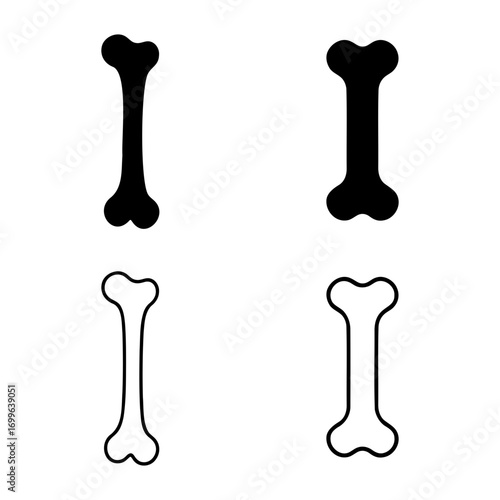 Medical equipment icon illustration showing four bone icons, two filled and two outlined, on a white background