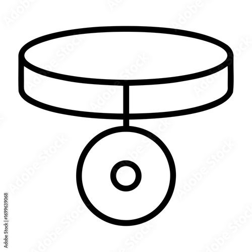 Medical equipment icon outline drawing of a head mirror with a circular reflector used in medical exams