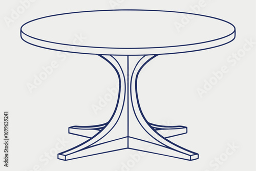 Outline Drawing of a Round Pedestal Dining Table furniture interior
