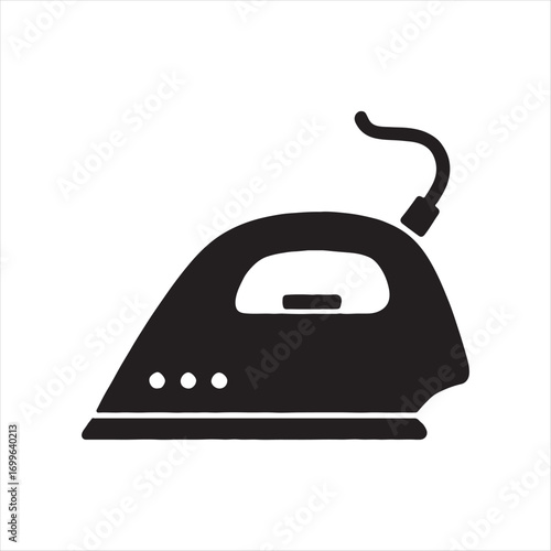 Isolated black iron silhouette on a white background laundry and garment care essential household appliance for removing wrinkles and creases from clothing vector illustration