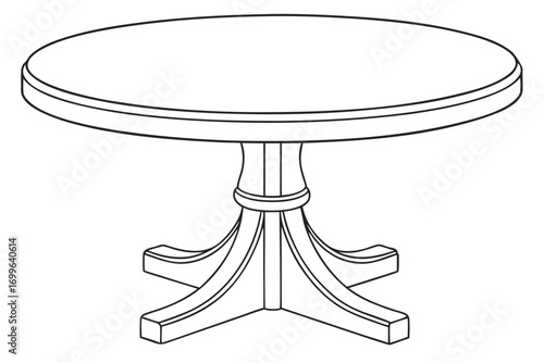 Outline drawing of a traditional round pedestal dining table round table furniture