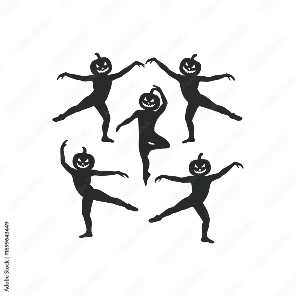 Obraz premium halloween pumpkin jack flat, pumpkin silhouette set