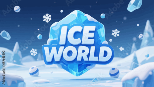 Ice and snow world cartoon game font, creative art font, vector hand-drawn illustration