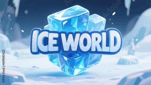Ice and snow world cartoon game font, creative art font, vector hand-drawn illustration